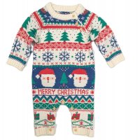 NX760: Baby Christmas Fairisle Knitted All In one Romper (0-12 Months)